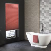 Pleated Infusion ASC Coral In a Modern Bathroom